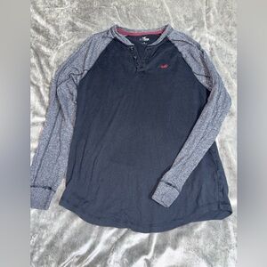 Hollister Dark Blue and Heather Gray Long Sleeve Tee